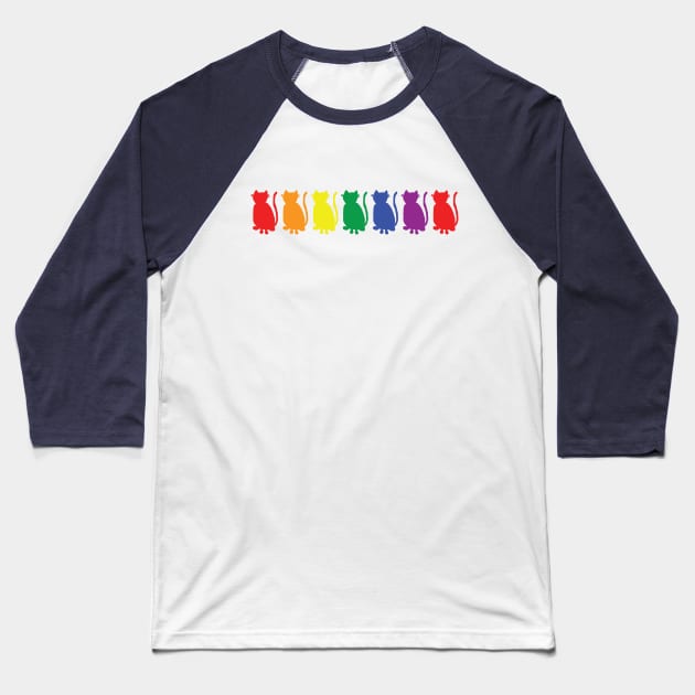 Colorful Cats Pride Rainbow Baseball T-Shirt by ellenhenryart